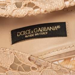 Pre Owned حذاء كعب عالي دولتشي أند غابانا بيلوسي شبك ودانتيل بيج مقدمة مدببة مقاس 37