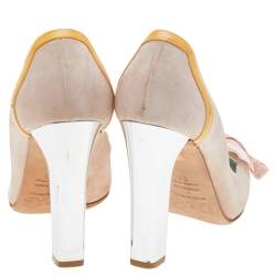 Pre Owned Dolce & Gabbana Pink/Beige Suede And Patent Leather Pumps Size 39