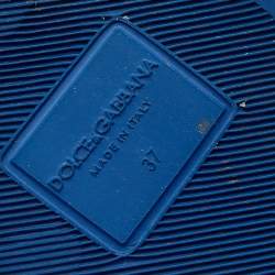 Pre Owned Dolce & Gabbana Multicolor Majolica Printed Patent Leather Flat Slides Size 37