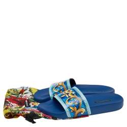 Pre Owned Dolce & Gabbana Multicolor Majolica Printed Patent Leather Flat Slides Size 37