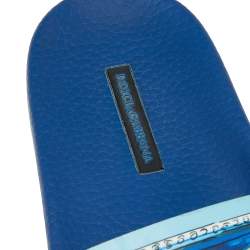 Pre Owned Dolce & Gabbana Multicolor Majolica Printed Patent Leather Flat Slides Size 37