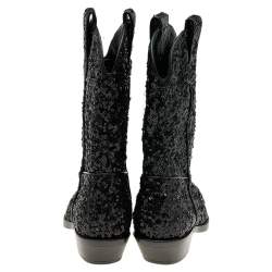 Pre Owned Dolce & Gabbana Black Sequins Boots Size 36.5