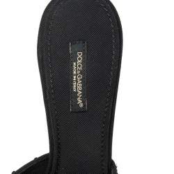 مملوكة مسبقًا Dolce & Gabbana Black Sequins Open Toe Slides Sandals Size 36.5