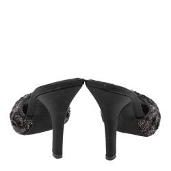 مملوكة مسبقًا Dolce & Gabbana Black Sequins Open Toe Slides Sandals Size 36.5