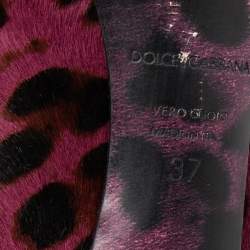 Dolce & Gabbana Two Tone Leopard Print Pony Hair Peep Toe Platform Pumps Size 37
