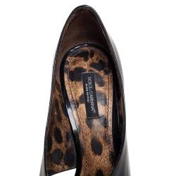 Pre Owned Dolce & Gabbana Black Patent Leather Open-Toe Pumps Size 37