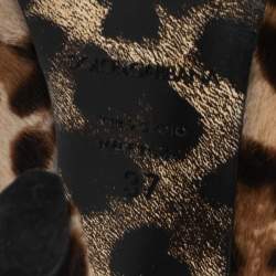 Pre Owned Dolce & Gabbana Brown/Beige Leopard Print Calf Hair Pom Pom Pumps Size 37