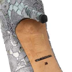 Pre Owned Dolce & Gabbana Grey Lace Bellucci Pointed-Toe Pumps Size 39