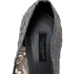 Pre Owned Dolce & Gabbana Grey Lace Bellucci Pointed-Toe Pumps Size 39