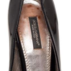 Pre Owned Dolce & Gabbana Black Patent Leather Peep Toe Pumps Size 37