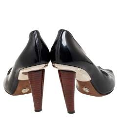 Pre Owned Dolce & Gabbana Black Patent Leather Peep Toe Pumps Size 37