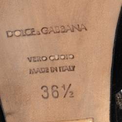 Dolce & Gabbana Black Suede T-Bar Peep-Toe Platform Sandals Size 36.5 