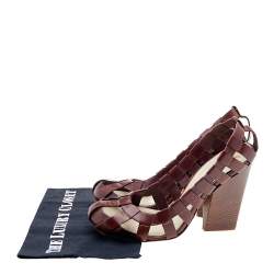 Pre Owned Dolce & Gabbana Brown Leather Block Heel Cage Pumps Size 40