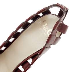 Pre Owned Dolce & Gabbana Brown Leather Block Heel Cage Pumps Size 40