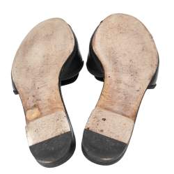 مملوكة مسبقًا Dolce & Gabbana Black Lizard Embossed  Leather Sofia  Sandals Size 37