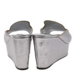 Pre Owned صندل سلايد دولتشي أند غابانا جلد نقشة سحلية فضي كعب روكي مقاس 41