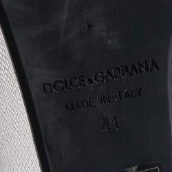 Pre Owned صندل سلايد دولتشي أند غابانا جلد نقشة سحلية فضي كعب روكي مقاس 41