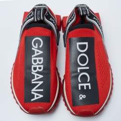 Pre Owned Dolce & Gabbana Red Knit Fabric Sorrento Sneakers Size 39