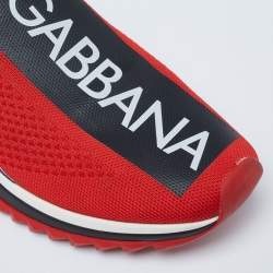 Pre Owned Dolce & Gabbana Red Knit Fabric Sorrento Sneakers Size 39