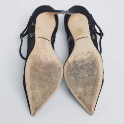 Pre Owned Dolce & Gabbana Black Lace and Suede Corded Taormina Pumps Size 37