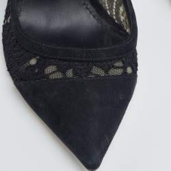Pre Owned Dolce & Gabbana Black Lace and Suede Corded Taormina Pumps Size 37