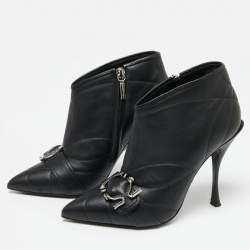 Dolce & Gabbana Black Leather Ankle Devotion Ankle Boots Size 37