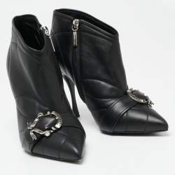 Dolce & Gabbana Black Leather Ankle Devotion Ankle Boots Size 37