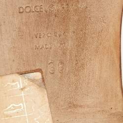 Pre Owned Dolce & Gabbana White Lizard Embossed Leather Flat Slides Size 38