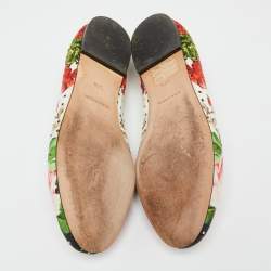 Dolce & Gabbana Multicolor Floral Print Brocade Fabric  Smoking Slippers Size 37.5