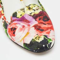 Dolce & Gabbana Multicolor Floral Print Brocade Fabric  Smoking Slippers Size 37.5