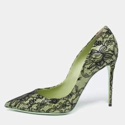 Dolce & Gabbana Black/Green Patent And Lace Pointed Toe Pumps Size 41