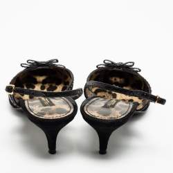 Pre Owned صندل دولتشي أند غابانا جلد ثعبان وسويدي أسود فتحة كعب فيونكة مقاس 40