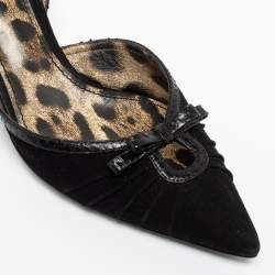 Pre Owned صندل دولتشي أند غابانا جلد ثعبان وسويدي أسود فتحة كعب فيونكة مقاس 40