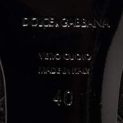 Pre Owned صندل دولتشي أند غابانا جلد ثعبان وسويدي أسود فتحة كعب فيونكة مقاس 40