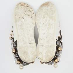 مملوكة مسبقًا Dolce & Gabbana White Leather Love Graffiti Printed Low Top Sneakers Size 39