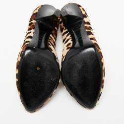 Pre Owned Dolce & Gabbana Beige/Brown Pony Hair Leopard Print Platform Pumps Size 40