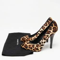 Pre Owned Dolce & Gabbana Beige/Brown Pony Hair Leopard Print Platform Pumps Size 40
