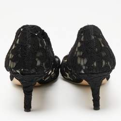 Pre Owned Dolce & Gabbana Black Lace Crystal Embellished Bellucci Pumps Size 40