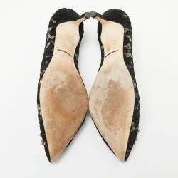 Pre Owned Dolce & Gabbana Black Lace Crystal Embellished Bellucci Pumps Size 40