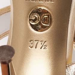 Dolce & Gabbana Metallic Gold Leather And PVC Ankle Cuff Sandals Size 37.5