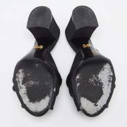 Pre Owned Dolce & Gabbana Black Mesh DG Buckles  Sandals Size 37
