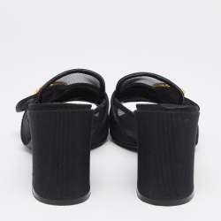 Pre Owned Dolce & Gabbana Black Mesh DG Buckles  Sandals Size 37