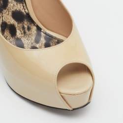 Pre Owned Dolce & Gabbana Yellow Patent Leather Peep Toe Platform Pumps Size 39.5