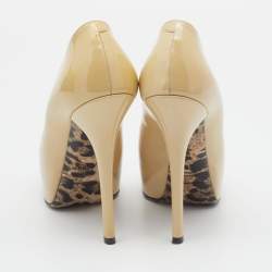Pre Owned Dolce & Gabbana Yellow Patent Leather Peep Toe Platform Pumps Size 39.5
