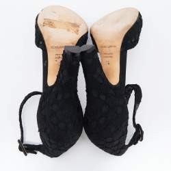 Pre Owned Dolce & Gabbana Black Lace Ankle Strap Sandals Size 36