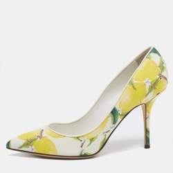 Dolce & Gabbana White Floral Print Leather Pointed Toe Pumps Size 41