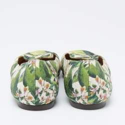 Pre Owned حذاء سليبرز دولتشي أند غابانا سموكينغ كانفاس مطبوع ليمون سليب أون مقاس 41