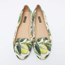 Pre Owned حذاء سليبرز دولتشي أند غابانا سموكينغ كانفاس مطبوع ليمون سليب أون مقاس 41