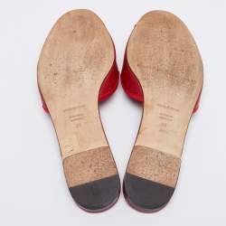 Pre Owned حذاء سلايدز دولتشي أند غابانا فلات جلد نقش سحلية أحمرمقاس 39