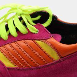 Pre Owned Dolce & Gabbana Pink and Multicolor Suede Lace Up Sneakers Size EU 39